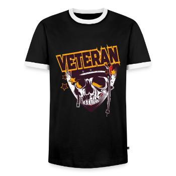 Veteran of the Army - Men's Ringer Shirt - black/white - Front - AI Model Female 172 light (172cm) & AI Model Male 178 light (178cm)