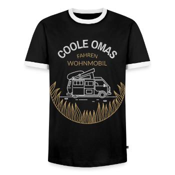 Coole Omas fahren Wohnmobil - Men's Ringer Shirt - black/white - Front - AI Model Female 172 light (172cm) & AI Model Male 178 light (178cm)