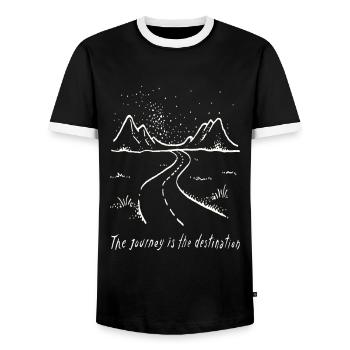 Le chemin est la destination roadtrip voyage vacances camper - T-shirt contrasté Homme - noir/blanc - Devant - AI Model Female 172 light (172cm) & AI Model Male 178 light (178cm)