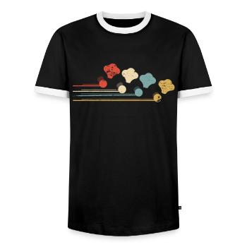 Musicien de musique guitare basse - T-shirt contrasté Homme - noir/blanc - Devant - AI Model Female 172 light (172cm) & AI Model Male 178 light (178cm)