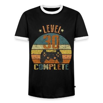 30th birthday gamer lvl 30 years gift - Men's Ringer Shirt - black/white - Front - AI Model Female 172 light (172cm) & AI Model Male 178 light (178cm)