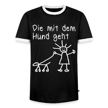 lustiges Hunde Spruch Geschenk Hund Vierbeiner wuf - Männer Kontrast-T-Shirt - Schwarz/Weiß - Vorne - AI Model Female 172 light (172cm) & AI Model Male 178 light (178cm)