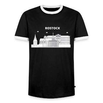 Rostock - Männer Kontrast-T-Shirt - Schwarz/Weiß - Vorne - AI Model Female 172 light (172cm) & AI Model Male 178 light (178cm)