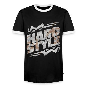 Hardstyle techno - Men's Ringer Shirt - black/white - Front - AI Model Female 172 light (172cm) & AI Model Male 178 light (178cm)
