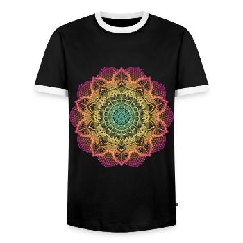 Yoga Goa Mandala Blume des Lebens Geschenkidee - Männer Kontrast-T-Shirt - Schwarz/Weiß - Vorne - AI Model Female 172 light (172cm) & AI Model Male 178 light (178cm)
