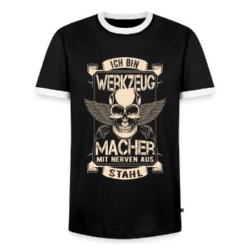 Werkzeugmacher Nerven aus Stahl Werkzeugmechaniker - Männer Kontrast-T-Shirt - Schwarz/Weiß - Vorne - AI Model Female 172 light (172cm) & AI Model Male 178 light (178cm)