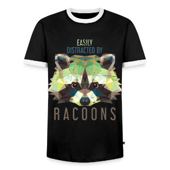 Raccoon animal - Men's Ringer Shirt - black/white - Front - AI Model Female 172 light (172cm) & AI Model Male 178 light (178cm)