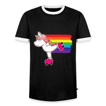 Patin à roulettes Licorne Patin à roulettes - T-shirt contrasté Homme - noir/blanc - Devant - AI Model Female 172 light (172cm) & AI Model Male 178 light (178cm)
