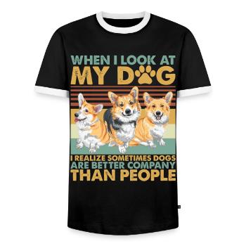 I Realized Sometimes Dogs Are Better Company - Männer Kontrast-T-Shirt - Schwarz/Weiß - Vorne - AI Model Female 172 light (172cm) & AI Model Male 178 light (178cm)