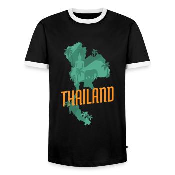 Voyageurs de voyage Elephant Country Tourist - T-shirt contrasté Homme - noir/blanc - Devant - AI Model Female 172 light (172cm) & AI Model Male 178 light (178cm)