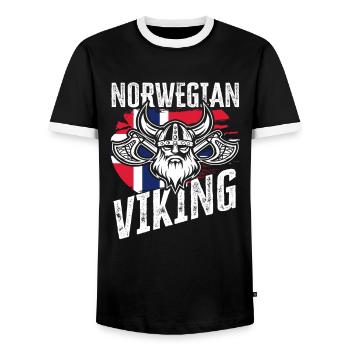 Norway vikings - Men's Ringer Shirt - black/white - Front - AI Model Female 172 light (172cm) & AI Model Male 178 light (178cm)