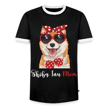 Shiba Inu Shirt Frauen Mutter Hundeshirt Shiba Inu - Männer Kontrast-T-Shirt - Schwarz/Weiß - Vorne - AI Model Female 172 light (172cm) & AI Model Male 178 light (178cm)