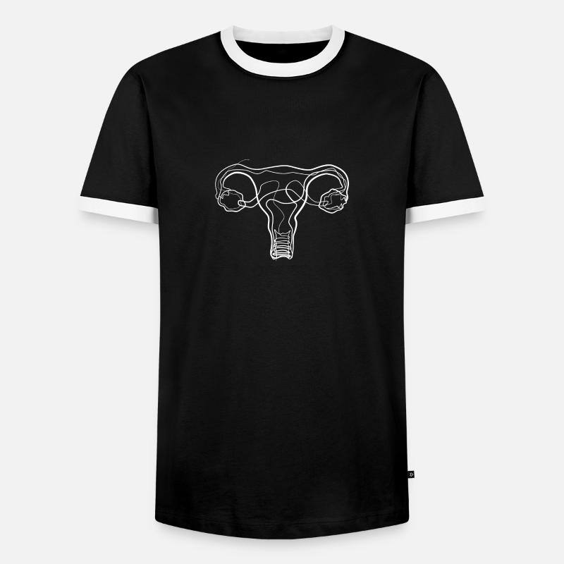 Gebärmutter - one line drawing - Männer Kontrast-T-Shirt - Schwarz/Weiß