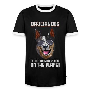 Australian Cattle Dog - Men's Ringer Shirt - black/white - Front - AI Model Female 172 light (172cm) & AI Model Male 178 light (178cm)