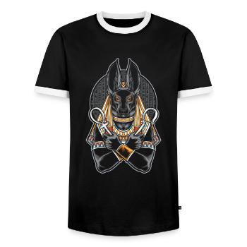 Anubis Ägyptisch Gott Gottheit Ägypten Geschenk - Männer Kontrast-T-Shirt - Schwarz/Weiß - Vorne - AI Model Female 172 light (172cm) & AI Model Male 178 light (178cm)