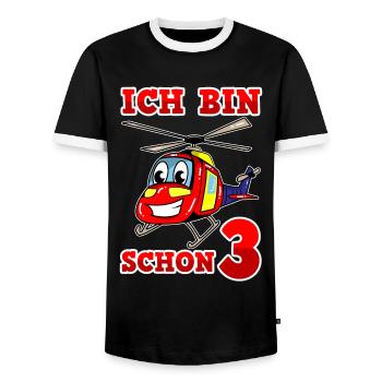 Hubschrauber Kinder 3. Geburtstag Mädchen Junge - Männer Kontrast-T-Shirt - Schwarz/Weiß - Vorne - AI Model Female 172 light (172cm) & AI Model Male 178 light (178cm)