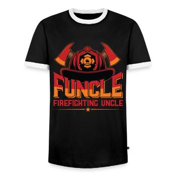 Oncle du service d'incendie Funcle Firefighting Oncle - T-shirt contrasté Homme - noir/blanc - Devant - AI Model Female 172 light (172cm) & AI Model Male 178 light (178cm)