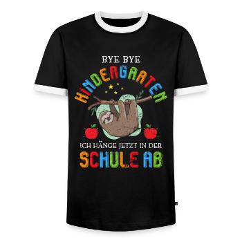 Erstklässler Schüler Faultier - Männer Kontrast-T-Shirt - Schwarz/Weiß - Vorne - AI Model Female 172 light (172cm) & AI Model Male 178 light (178cm)