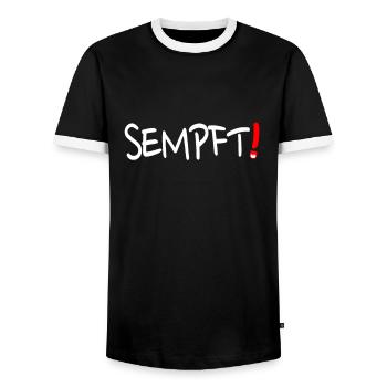 "Sempft" Franconian Franconian Franconian dialect - T-shirt contrasté Homme - noir/blanc - Devant - AI Model Female 172 light (172cm) & AI Model Male 178 light (178cm)