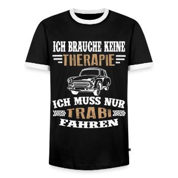 Trabi Ossi Pappe DDR Fahrzeug Therapie Geschenk - Männer Kontrast-T-Shirt - Schwarz/Weiß - Vorne - AI Model Female 172 light (172cm) & AI Model Male 178 light (178cm)
