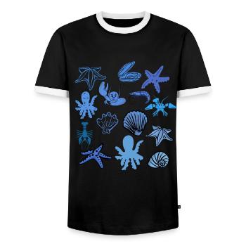 Cute Sea Shells And Starfish At The Beach Shirt - Männer Kontrast-T-Shirt - Schwarz/Weiß - Vorne - AI Model Female 172 light (172cm) & AI Model Male 178 light (178cm)