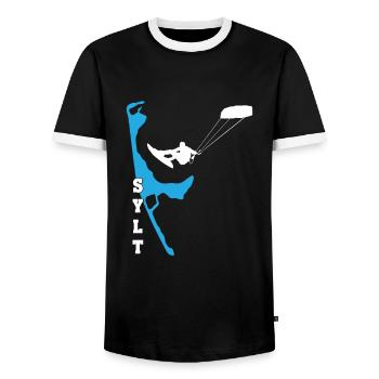 Kitesurfing Sylt Kite Surfer Kiten Kitesurfer Motive - Men's Ringer Shirt - black/white - Front - AI Model Female 172 light (172cm) & AI Model Male 178 light (178cm)