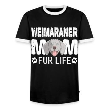 Weimaraner Mom For Life Dog Pun - Men's Ringer Shirt - black/white - Front - AI Model Female 172 light (172cm) & AI Model Male 178 light (178cm)