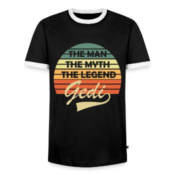 Gedi Firmgedi Taufgedi Geschenk Geditag - Männer Kontrast-T-Shirt - Schwarz/Weiß - Vorne - AI Model Female 172 light (172cm) & AI Model Male 178 light (178cm)