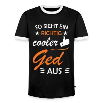 So sieht richtig cooler Ged Firmged Taufged aus - Männer Kontrast-T-Shirt - Schwarz/Weiß - Vorne - AI Model Female 172 light (172cm) & AI Model Male 178 light (178cm)