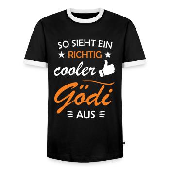 Gödi Firmgödi Taufgödi Göd Geschenkidee - Männer Kontrast-T-Shirt - Schwarz/Weiß - Vorne - AI Model Female 172 light (172cm) & AI Model Male 178 light (178cm)