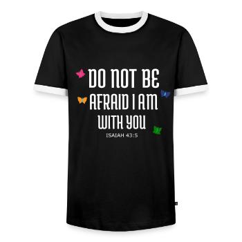 Bible Verses Christian Butterfly Isaiah - Men's Ringer Shirt - black/white - Front - AI Model Female 172 light (172cm) & AI Model Male 178 light (178cm)