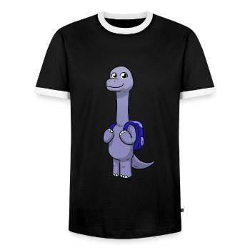 École Dino - T-shirt contrasté Homme - noir/blanc - Devant - AI Model Female 172 light (172cm) & AI Model Male 178 light (178cm)