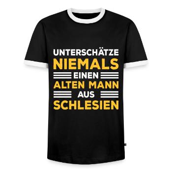 Schlesien Oberschlesien Opa Papa - Männer Kontrast-T-Shirt - Schwarz/Weiß - Vorne - AI Model Female 172 light (172cm) & AI Model Male 178 light (178cm)