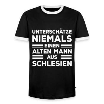 Schlesien Oberschlesien Opa Papa - Männer Kontrast-T-Shirt - Schwarz/Weiß - Vorne - AI Model Female 172 light (172cm) & AI Model Male 178 light (178cm)