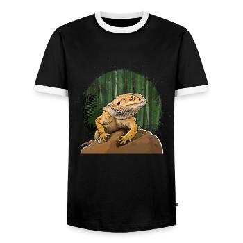 Les reptiles dragons barbus drôles aiment les animaux - T-shirt contrasté Homme - noir/blanc - Devant - AI Model Female 172 light (172cm) & AI Model Male 178 light (178cm)