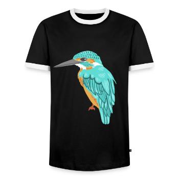 martin-pêcheur - T-shirt contrasté Homme - noir/blanc - Devant - AI Model Female 172 light (172cm) & AI Model Male 178 light (178cm)