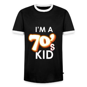 I’m a 70's Kid Cadeau de la génération des années 70 - T-shirt contrasté Homme - noir/blanc - Devant - AI Model Female 172 light (172cm) & AI Model Male 178 light (178cm)
