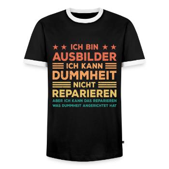 Ich bin Ausbilder kann Dummheit nicht reparieren - Männer Kontrast-T-Shirt - Schwarz/Weiß - Vorne - AI Model Female 172 light (172cm) & AI Model Male 178 light (178cm)