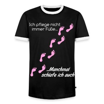Fußpflege Pediküre Podologe Nagelstudio Geschenk - Männer Kontrast-T-Shirt - Schwarz/Weiß - Vorne - AI Model Female 172 light (172cm) & AI Model Male 178 light (178cm)