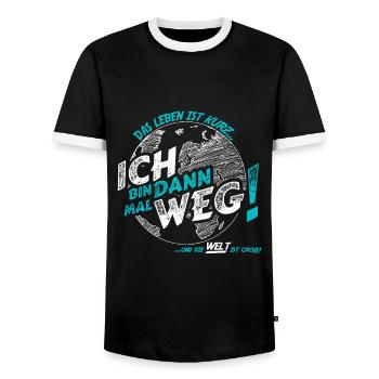Das Leben genießen: Ich bin dann mal weg - Männer Kontrast-T-Shirt - Schwarz/Weiß - Vorne - AI Model Female 172 light (172cm) & AI Model Male 178 light (178cm)
