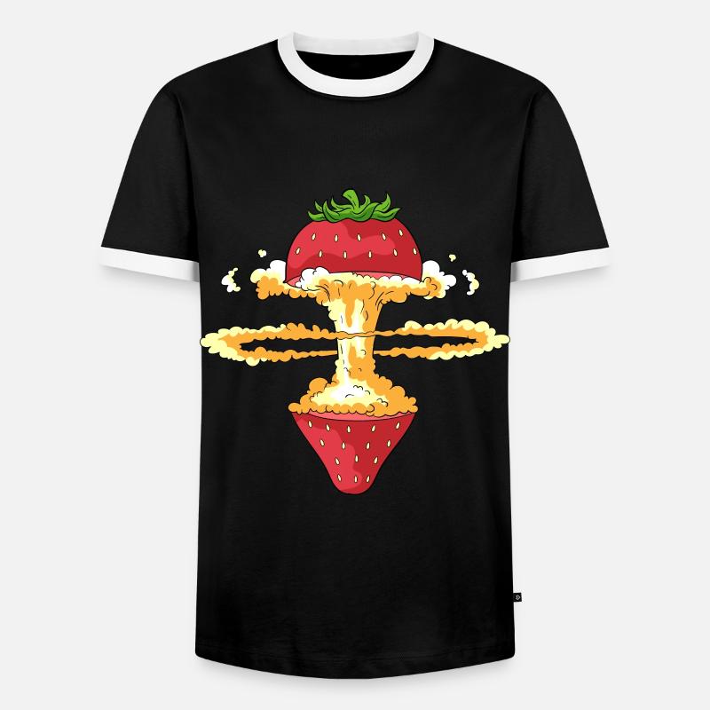 Explodierende Erdbeere - Männer Kontrast-T-Shirt - Schwarz/Weiß