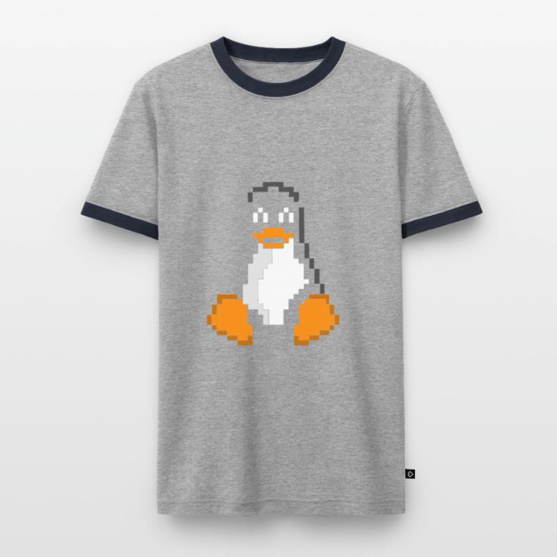 Linux Penguin Pixel Art Sys Admins Computer Hacker T-shirt contrasté Homme