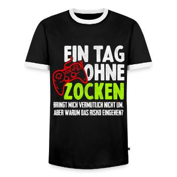 Gamer Zocken Zocker PC Konsole Teenager - Männer Kontrast-T-Shirt - Schwarz/Weiß - Vorne - AI Model Female 172 light (172cm) & AI Model Male 178 light (178cm)