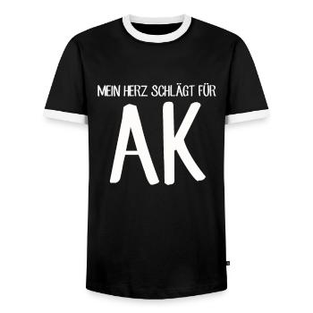 Mein Herz schlägt für AK Altenkirchen Heimat Liebe - Männer Kontrast-T-Shirt - Schwarz/Weiß - Vorne - AI Model Female 172 light (172cm) & AI Model Male 178 light (178cm)