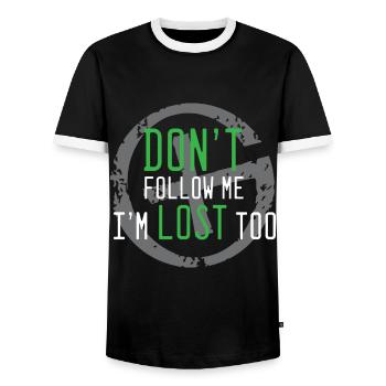 geocaching, cache, gps, geocache, geocacher, logbu - Männer Kontrast-T-Shirt - Schwarz/Weiß - Vorne - AI Model Female 172 light (172cm) & AI Model Male 178 light (178cm)