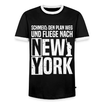 New York New Yorker - Männer Kontrast-T-Shirt - Schwarz/Weiß - Vorne - AI Model Female 172 light (172cm) & AI Model Male 178 light (178cm)