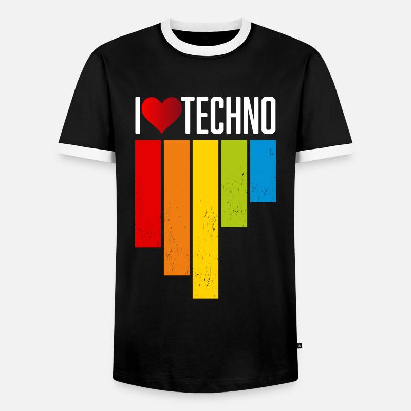 I love Techno - Men's Ringer Shirt - black/white
