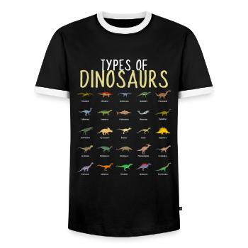 Types Of Dinosaurs Dino Kids Boys - Men's Ringer Shirt - black/white - Front - AI Model Female 172 light (172cm) & AI Model Male 178 light (178cm)