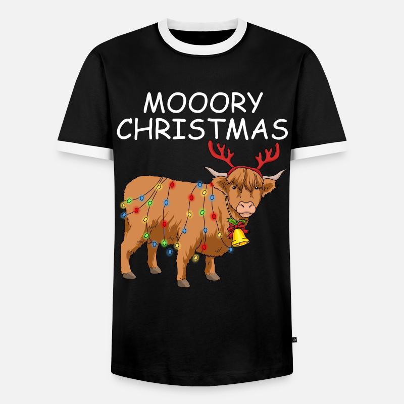 Weihnachten Highland Kuh Geschenk Weihnachtskuh - Männer Kontrast-T-Shirt - Schwarz/Weiß