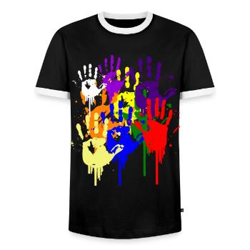 Paint Hand Blob Colorful Painter Gift Imprint Cool - Männer Kontrast-T-Shirt - Schwarz/Weiß - Vorne - AI Model Female 172 light (172cm) & AI Model Male 178 light (178cm)